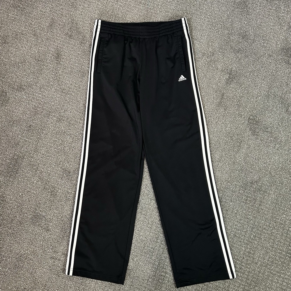 Adidas Black Snap Tear Away Track Pants -Men's XL- Classic 3-Stripe (32x32)